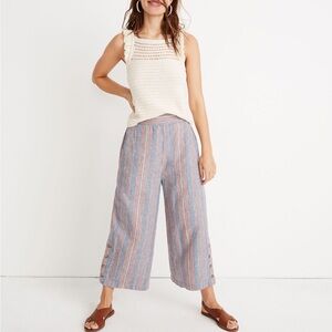 Madewell side button Huston pull on crop pants in rainbow stripe size XS